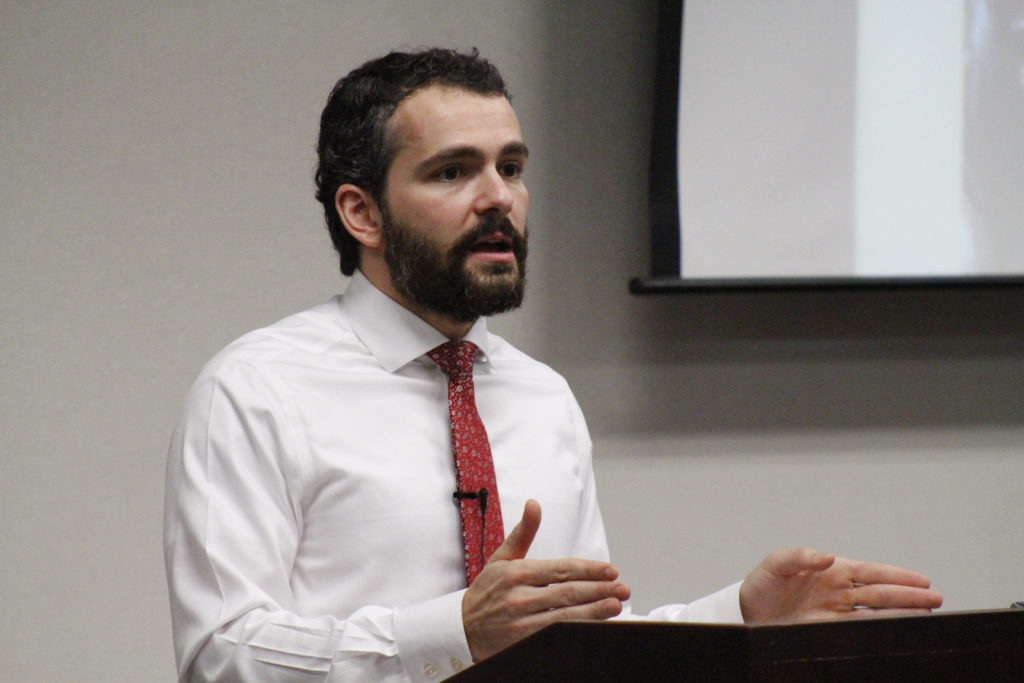 Ryan Anderson, a senior fellow with the Heritage Foundation, discusses how Catholics should respond to the 'Obergefell v. Hodges' Supreme Court decision redefining marriage across the country, at the Day of Understanding held at the Diocesan Pastoral Center Oct. 21. (Ambria Hammel/CATHOLIC SUN)