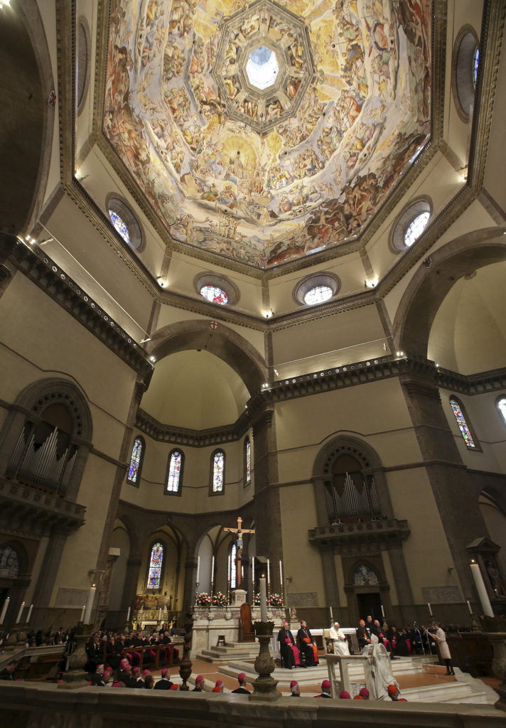 Pope Francis attends a meeting with bishops Nov. 10 in the Duomo, the Cathedral of Santa Maria del Fiore in Florence, Italy. (CNS photo/Alessandro Bianchi, Reuters) 