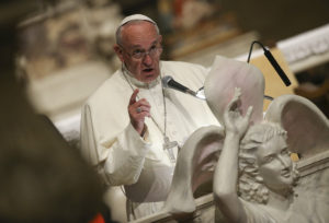 Pope Francis gestures during a meeting with bishops Nov. 10 in the Duomo, the Cathedral of Santa Maria del Fiore in Florence, Italy. (CNS photo/Alessandro Bianchi, Reuters) 