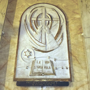 A plaque honoring St. Teresa Benedicta of the Cross, formerly Edith Stein, appears in the Basilica of Our Lady of Mount Carmel. St. Teresa, a Jewish convert to Catholicism, and later a Carmelite nun, was killed in a Nazi death camp. (Joyce Coronel/CATHOLIC SUN)