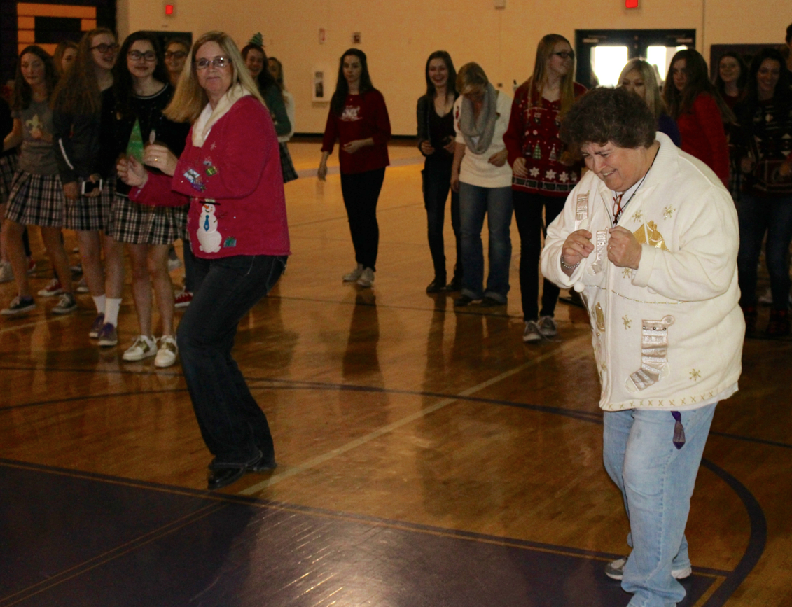 Sr. Yolanda Mendoza, campus minister at Notre Dame Preparatory in Scottsdale, does more than guide students in spiritual matters. During a surprise appreciation event, she guided them through the electric slide. (courtesy photo)