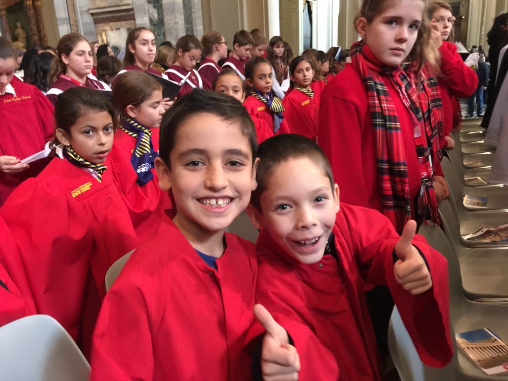 Jacob Shamoun and Alex Coppo were among 47 youth from St. Bernard of Clairvaux who sang for Pope Francis at the Vatican Jan. 1. (photo courtesy of Kent Campbell)