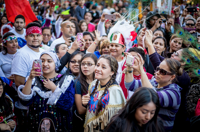 Catholics take pictures during a 2015 "Honor Your Mother" celebration in the Diocese of Phoenix. "Who is my mother? Who are (Catholic Sun file photo)