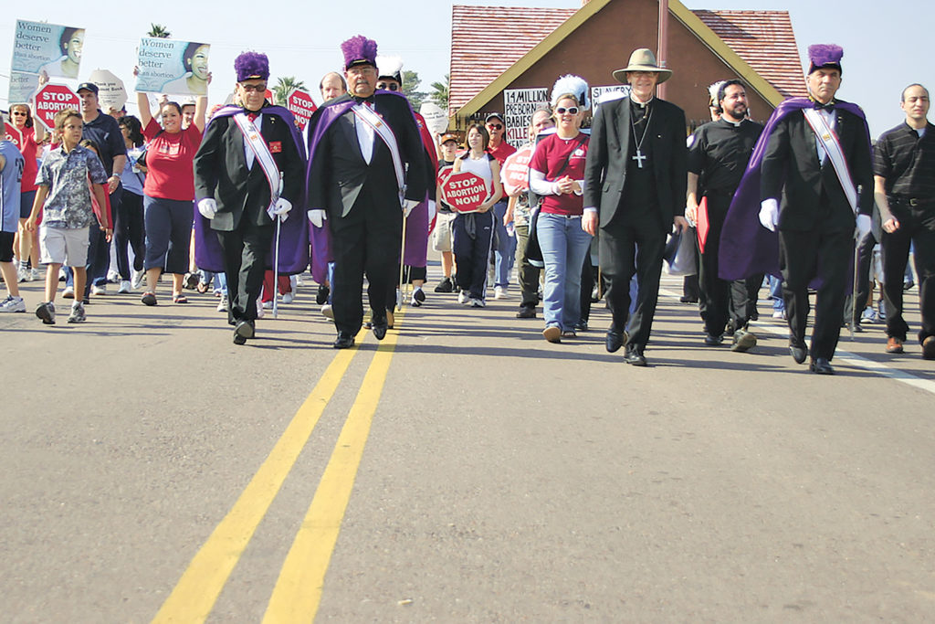Bishop Thomas J. Olmsted leads pro-lifers in the Arizona for Life March and Rally in this undated file photo. (CATHOLIC SUN file photo)