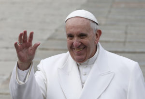 Pope Francis greets the crowd as he leaves a special audience for the Holy Year of Mercy in St. Peter's Square at the Vatican Jan. 30. (CNS photo/Paul Haring) 