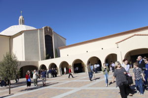 Parish leaders said the new covered walkway and open gathering space at St. Francis Xavier expands its hospitality options for formal and informal gatherings. (Ambria Hammel/CATHOLIC SUN)