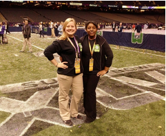 Students pose during preparation for Super Bowl XLIX in Glendale in 2015. The ___ majors will put their skills to good use during Super Bowl 50 Feb. 7.  (photo from Niagara.edu)