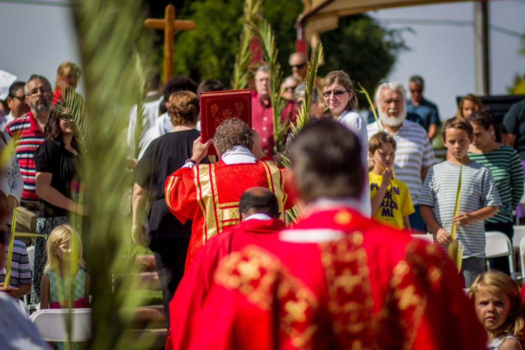 Catholics take part in a Palm Sunday procession at St. Timothy Catholic Church in Mesa in this 2015 file photo (File photo/CATHOLIC SUN)