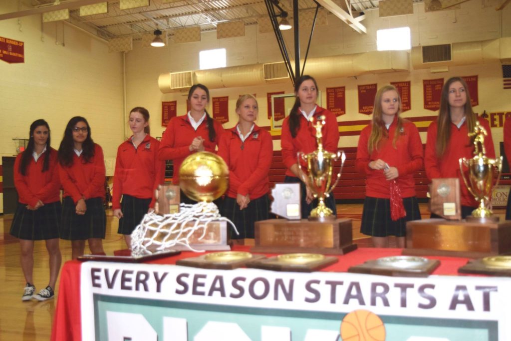 The Lady Sentinels make an appearance during a March 24 pep rally sending them off to New York City. (courtesy photo)