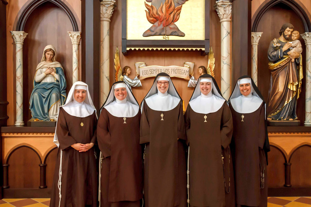 The Desert Nuns of Our Lady of Solitude Monastery in Tonopah received their autonomy. From left to right are Sr. Augusta Mary, Sr. Mary Fidelis, Mother Marie André, Sr. Marie St. Paul and Sr. John-Mark Maria. (Photo courtesy of John Bering)