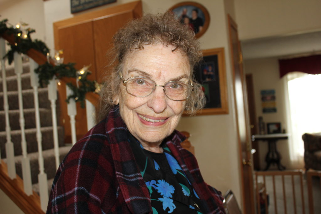 Verabeth Bricker, 89, pictured April 28 at her home in  in Victor, Iowa, cherishes her role as mother of six children, three of whom had disabilities. She still takes care of her son David, 63, who has a developmental disability, with help from her daughter Denise and a home health worker. (CNS photo/Barb Arland-Fye, The Catholic Messenger) 