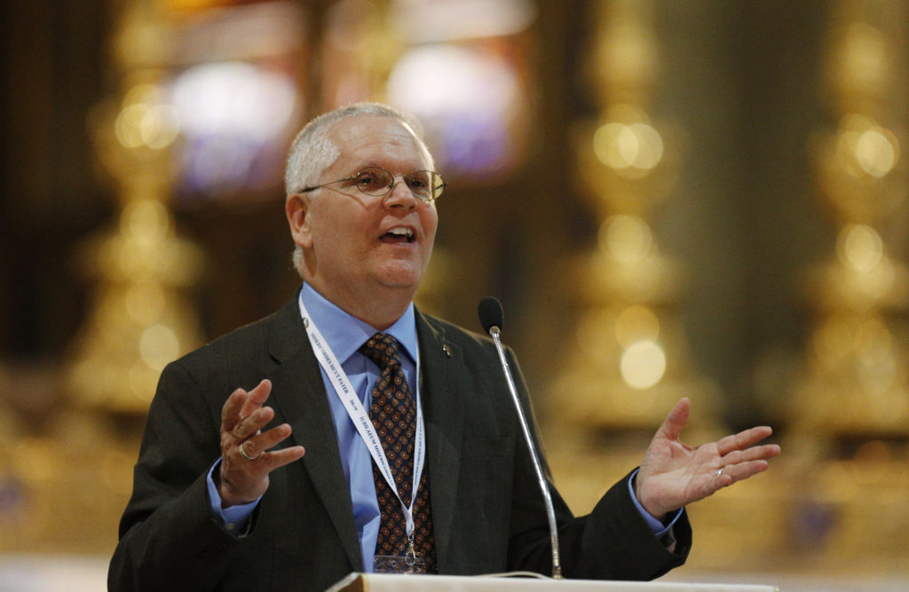 Dcn. Greg Kandra of the Diocese of Brooklyn, N.Y., speaks at a conference for permanent deacons and their wives at the Basilica of Santa Maria Sopra Minerva in Rome May 27. Attendees were participating in the Jubilee of Deacons, a celebration of the Holy Year of Mercy. (CNS photo/Paul Haring) 