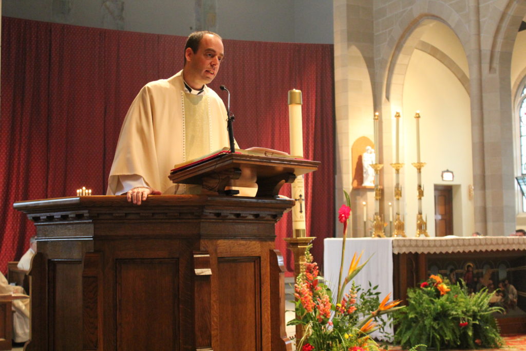 Fr. Paul Sullivan, vocations director for the Diocese of Phoenix, delivers the homily at the Baccaluereate Mass May 14. (Photo courtesy of the Pontifical College Josephinum)