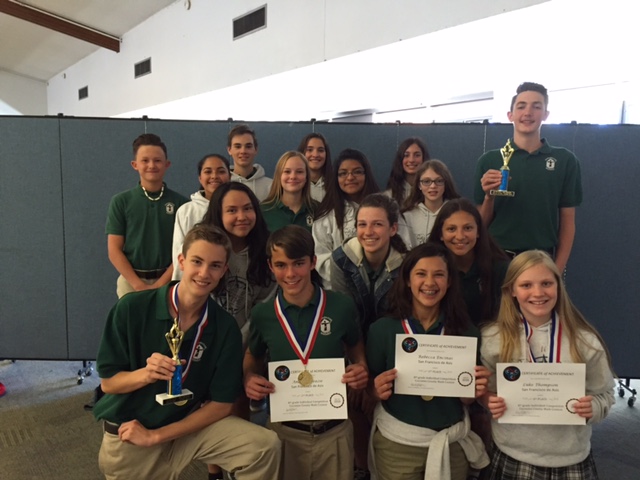 Seventh- and eighth-graders from San Francisco de Asís placed first in all four math competition activities at the county level May 10. (courtesy photo)