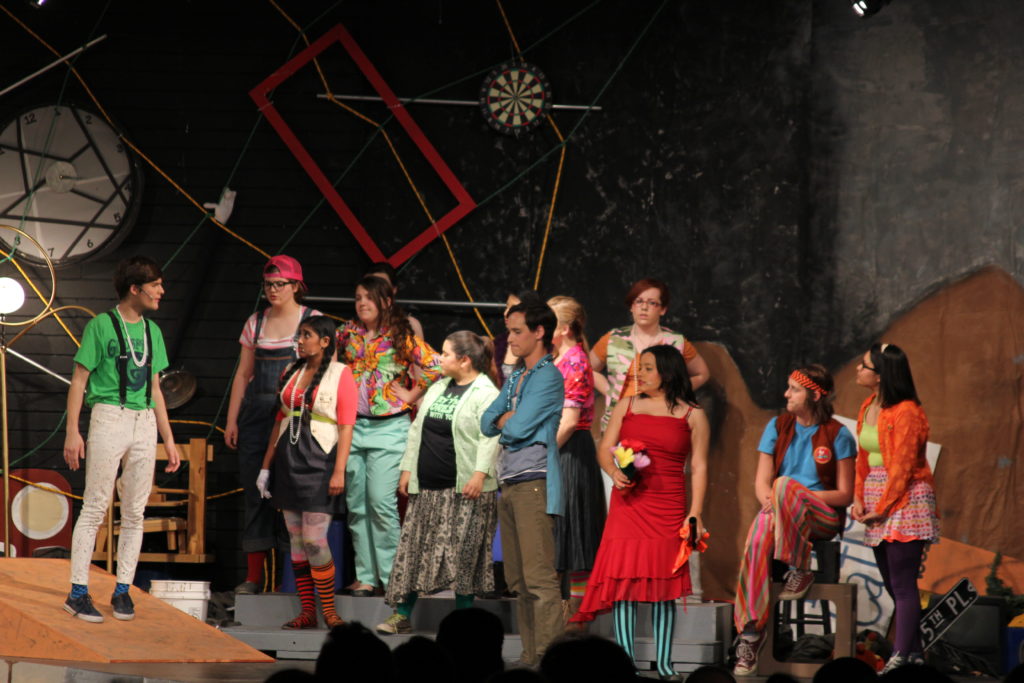 Student actors perform in a scene of "Godspell" at Bourgade Catholic High School. Various actors and students behind the scenes are up for an array of musical theatre awards. (courtesy photo)