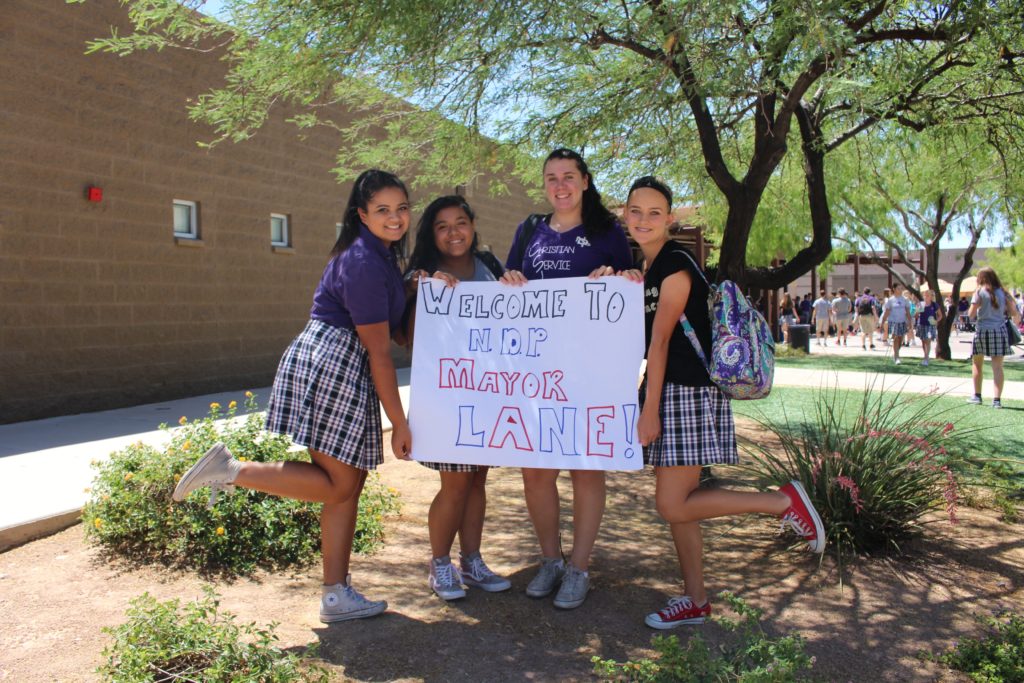 Notre Dame students prepare to welcome Scottsdale's mayor June 20. (courtesy photo)