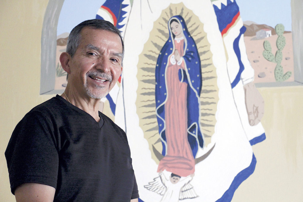 Fredd Quiñonez, a charter member of the West Valley Serra Club, poses inside Our Lady of Guadalupe Monastery in Phoenix where the group meets. (Ambria Hammel/CATHOLIC SUN)