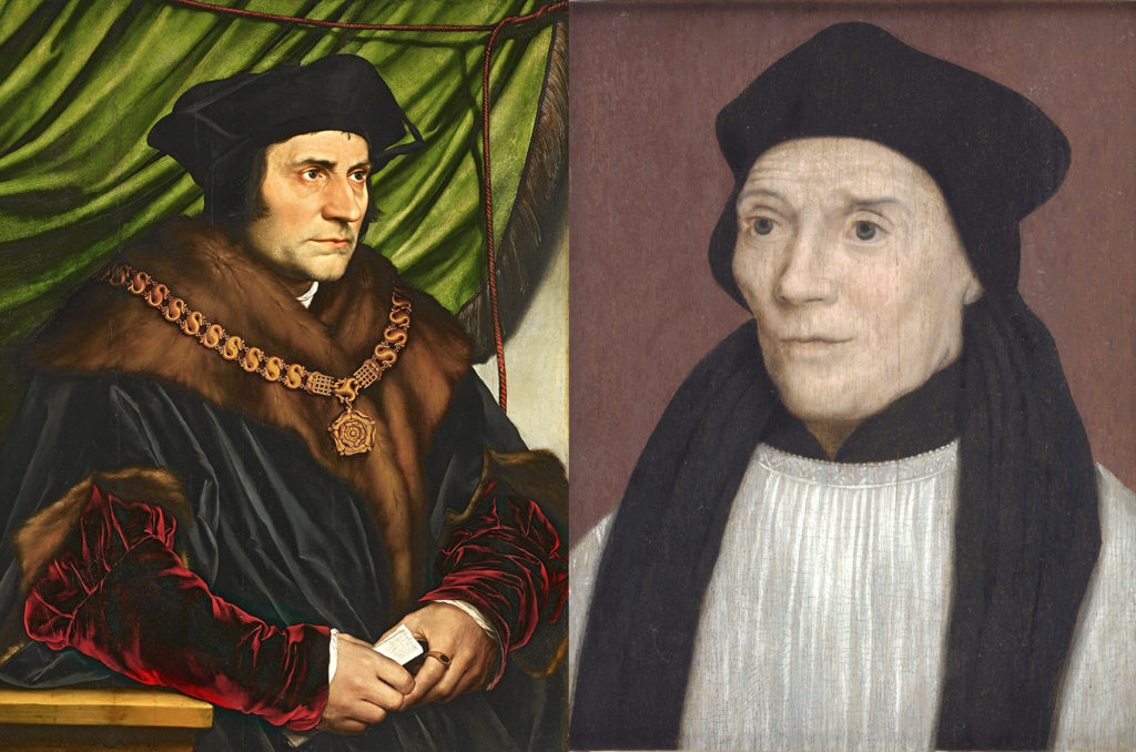 St. Thomas More (left) and St. John Fisher (right), are depicted in these two paintings by 16th-century artist Hans Holbein the Younger. St. More, a politician and royal adviser, and St. Fisher, a bishop, were martyred for refusing to submit to King Henry VIII’s assertion that he was the head of the Church in England. Considered heroes of religious freedom, the relics of both saints will be touring through the United States during the Fortnight for Freedom, including a stop in Phoenix June 30.