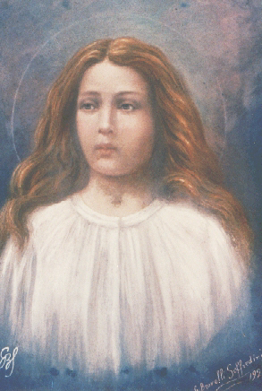 St. Maria Goretti, who was killed at age 11 for refusing the advances of Alessandro Serenelli, and was canonized for forgiving her would-be rapist — an act which led to his conversion — is depicted in this 1929 painting by Giuseppe Brovelli-Soffredini. (Public Domain)