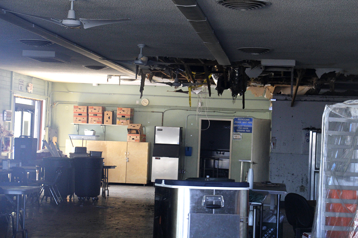 The inside of the St. Vincent de Paul dining room in Mesa was damaged by a fire. (Ambria Hammel/CATHOLIC SUN)