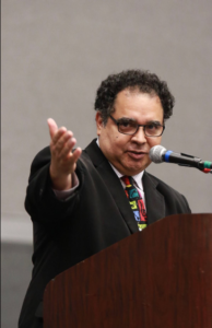 Jaime Cortez addresses fellow pastoral musicians plus his famiy and friends after being name National Pastoral Musician of the Year July 14. (photo courtesy of Rudolfo)