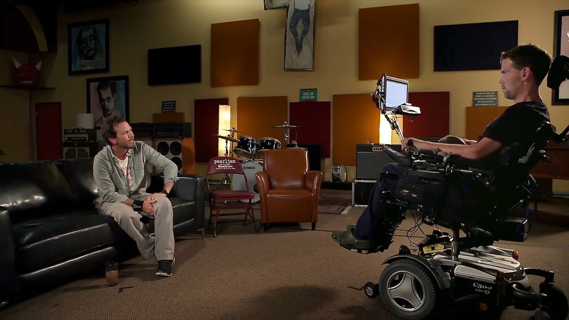Mike McCready and Steve Gleason are shown in production work for the documentary "Gleason," which is about the life of Steve Gleason, the former New Orleans Saints defensive back who, at the age of 34, was diagnosed with amyotrophic lateral sclerosis, or ALS. (CNS photo/courtesy of Open Road Films) See SAINTS-GLEASON-FAITH Aug. 2, 2016.