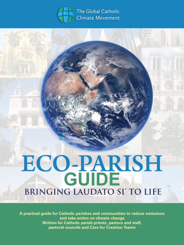 The cover of a new "eco-parish" guide is pictured in this photo. The guide gives Catholics practical ideas to combat climate change. (CNS photo/courtesy St. Francis of Assisi Church)