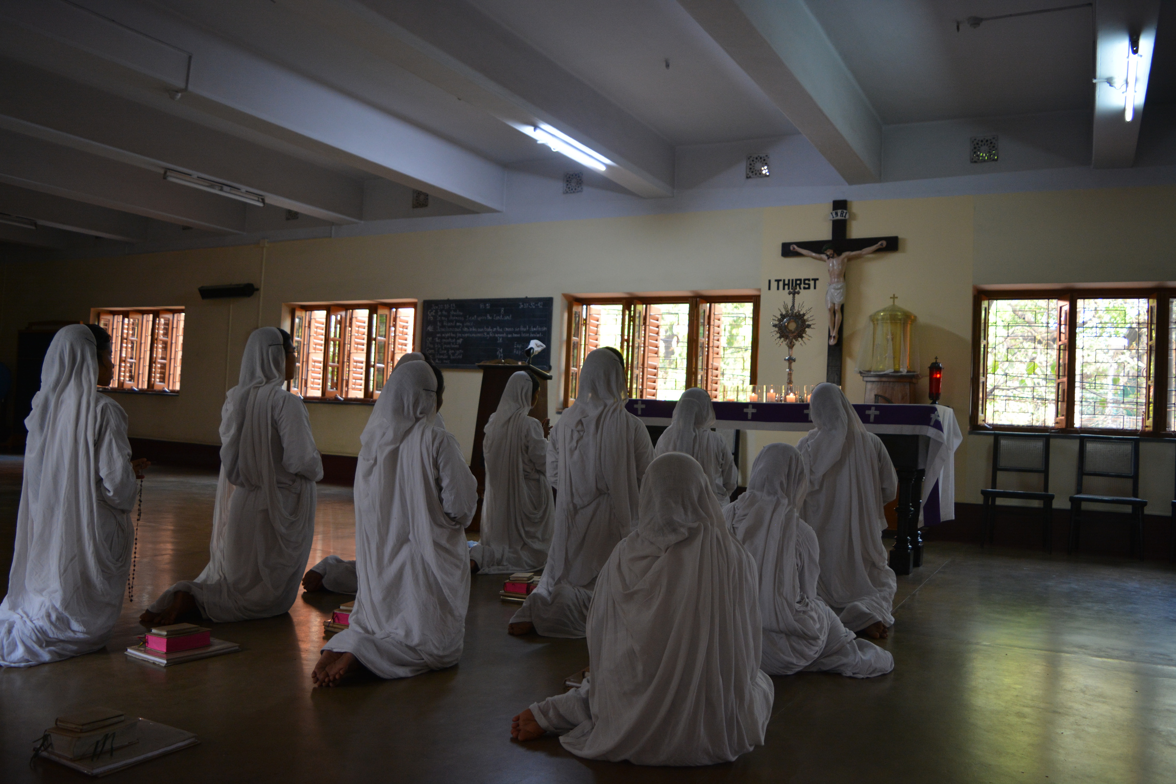 Nuns pray in Kolkata, India, Aug. 4. Although the Sept. 4 canonization of Blessed Teresa is in Rome, special festivities to honor her will continue in Kolkata until Christmas. (CNS photo/Saadia Azim)