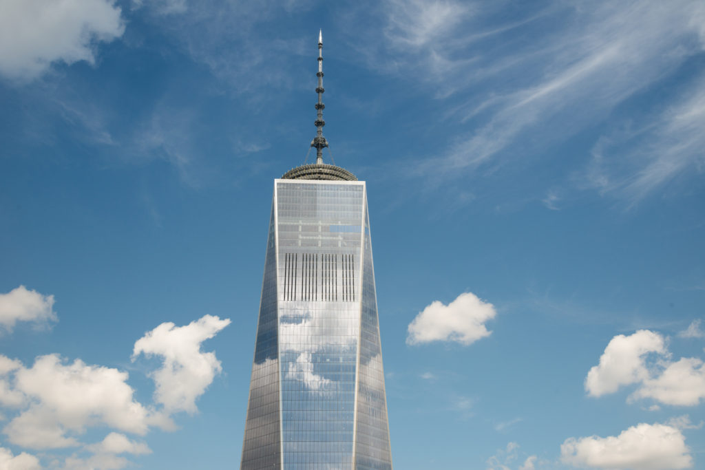 This photo is used on the cover of "One World Trade Center: Biography of the Building" by Judith Dupre. The volume is a detailed, illustrated exploration of the political, structural and aesthetic forces that clashed, combined and coalesced before the building opened in October 2014. (CNS photo/courtesy Little, Brown and Company) 