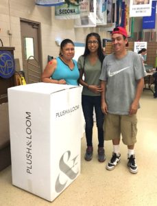 The Dominguez family received a free mattress from Plush & Loom during St. Vincent de Paul’s evening meal. (photo courtesy of St. Vincent de Paul)