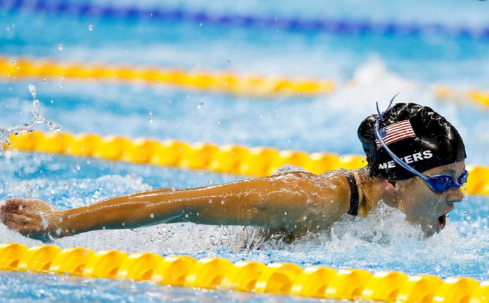 U.S. swimmer Rebecca Meyers competes in the 2016 Paralympic Games in Rio de Janeiro Sept. 8. The 2013 graduate of Notre Dame Preparatory School in Towson, Meyers earned her first gold medal in the Paralympics with a world record in the S13 100 butterfly. (CNS photo/Carlos Garcia Rawlins, Reuters)