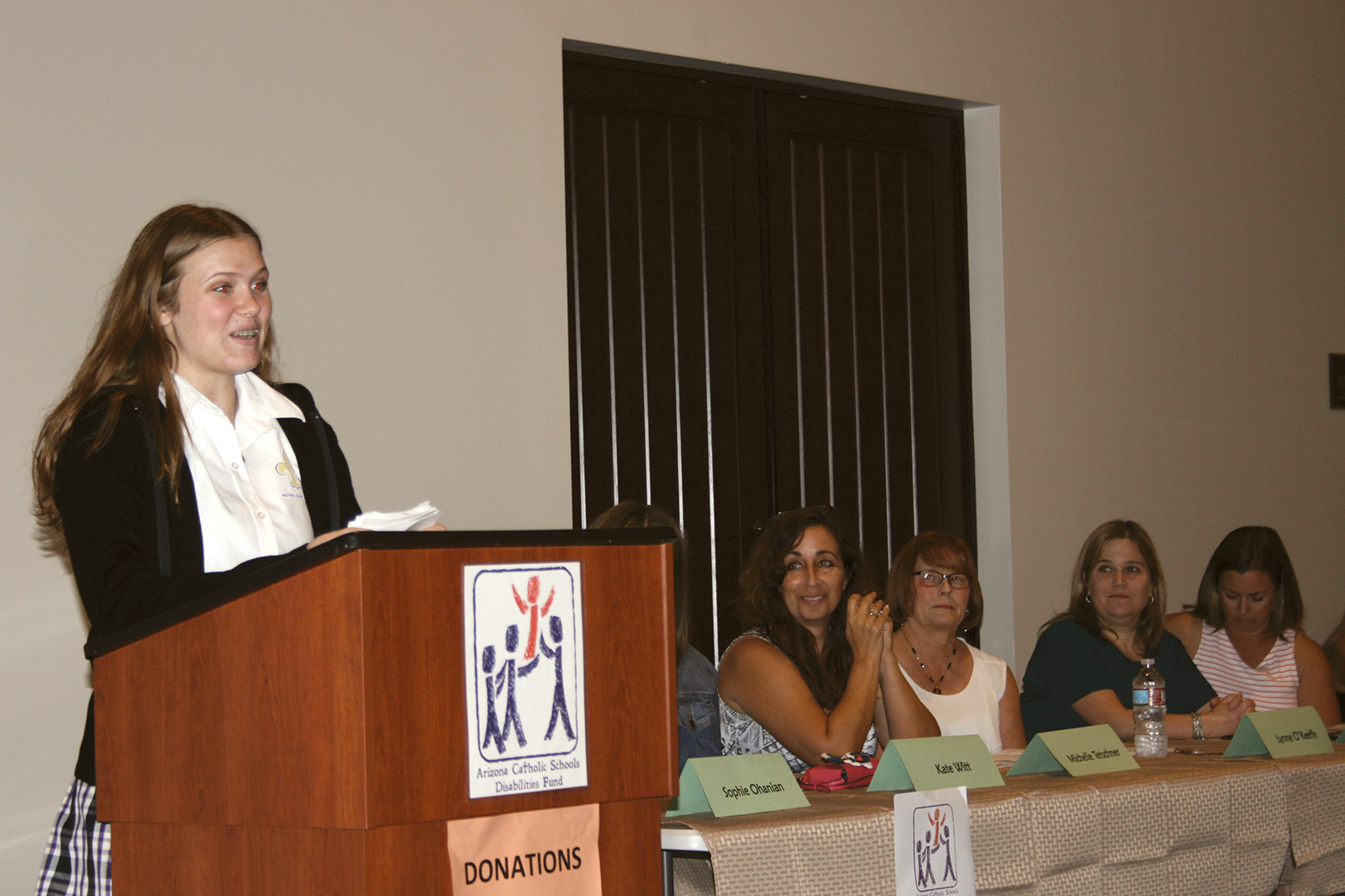 Sophie Ohanian, a freshman at Notre Dame Preparatory, speaks at the ACSDF panel. (Photo courtesy of Lisa Fischer/ACSDF)