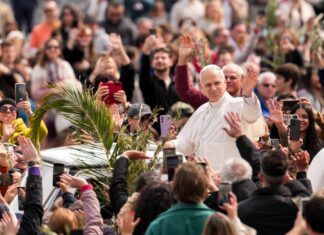 “Lay down your weapons,” pope says in Palm Sunday call for peace